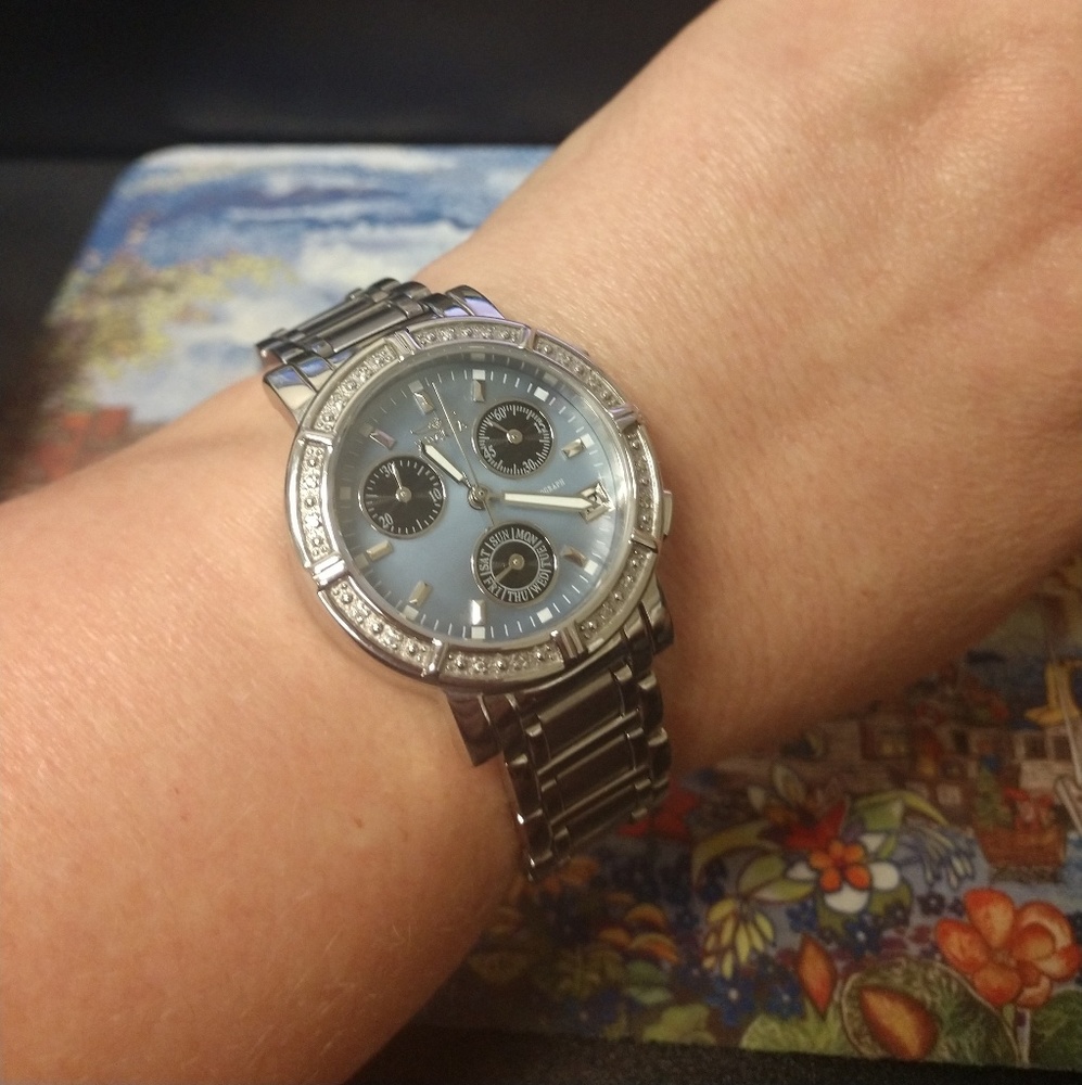 Invicta diamond accent watch, blue mother of pearl